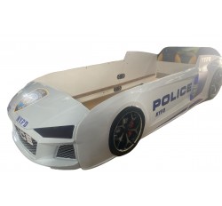 Beyaz Polis Arabalı Yatak Audi V12 Kumandalı ve Müzikli
